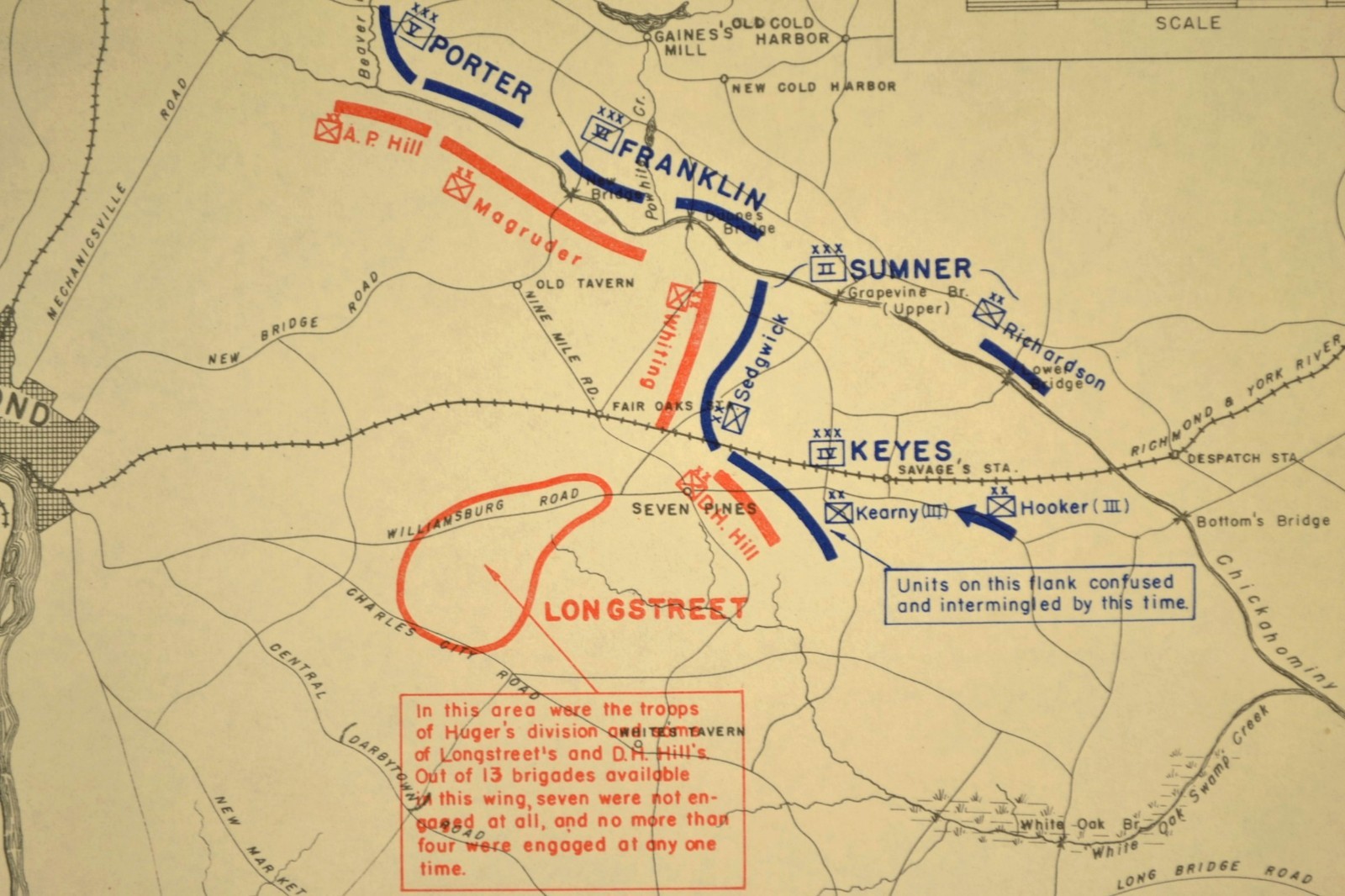 Battle of Seven Pines Map Henrico County Virginia Richmond May 31st 1862