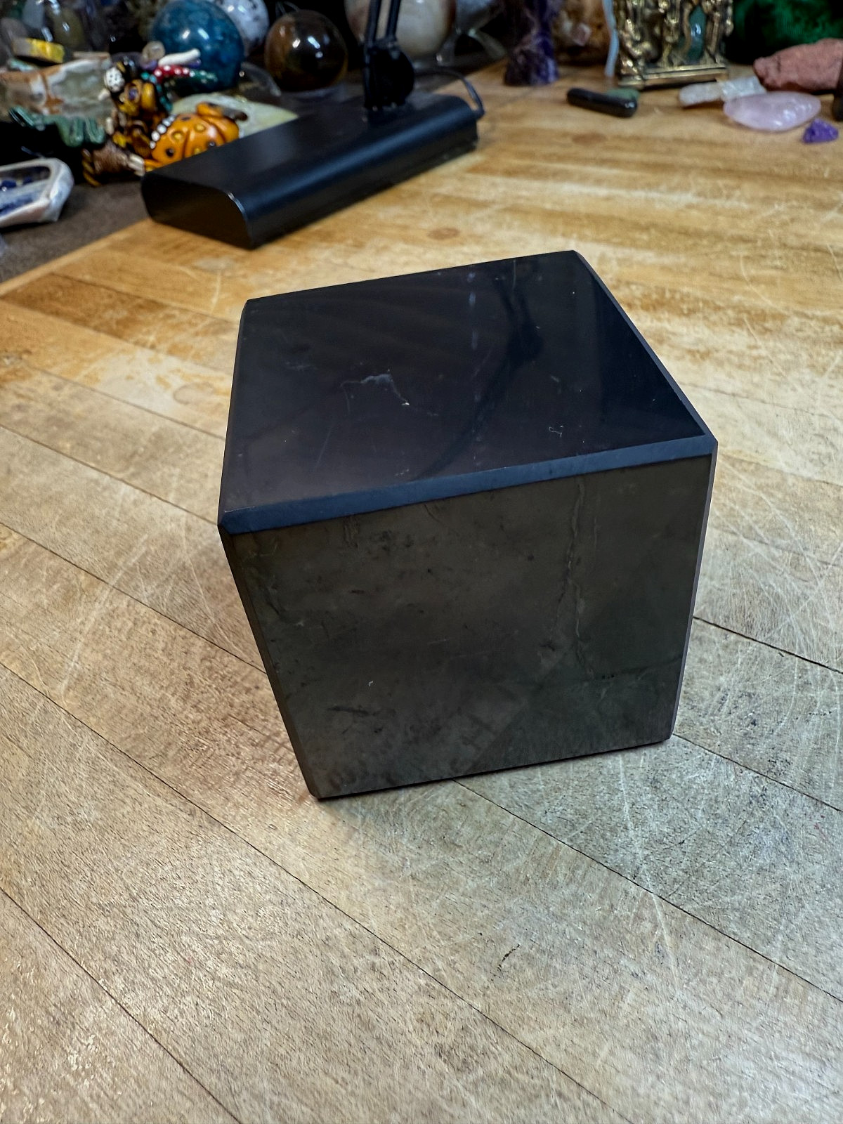 Shungite Med LG Polished Cube Beveled Edges Gemstone From Russian Federation 335