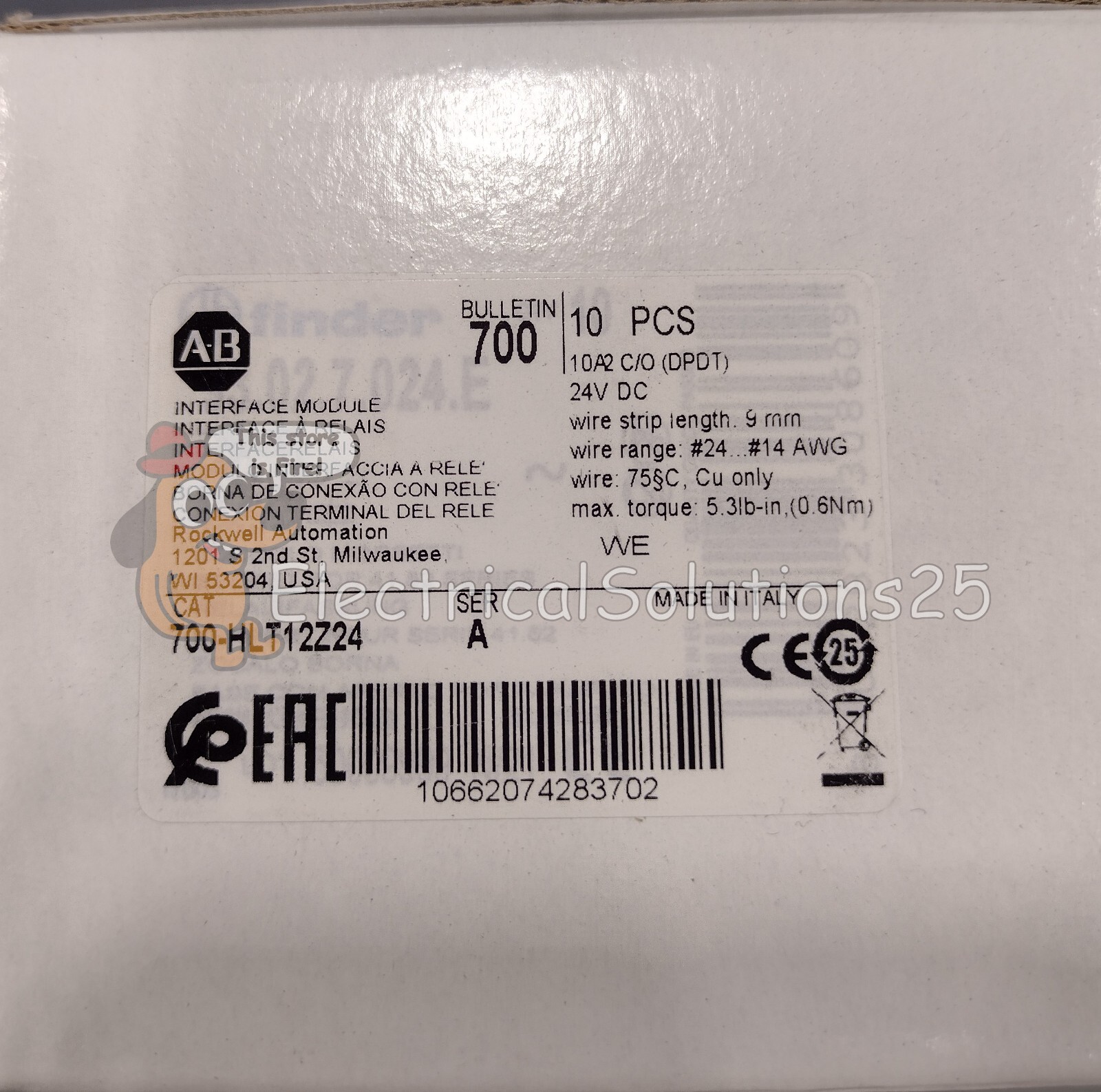 New 1 PC. Allen-Bradley 700-HLT12Z24 compact relay - Free Shipping