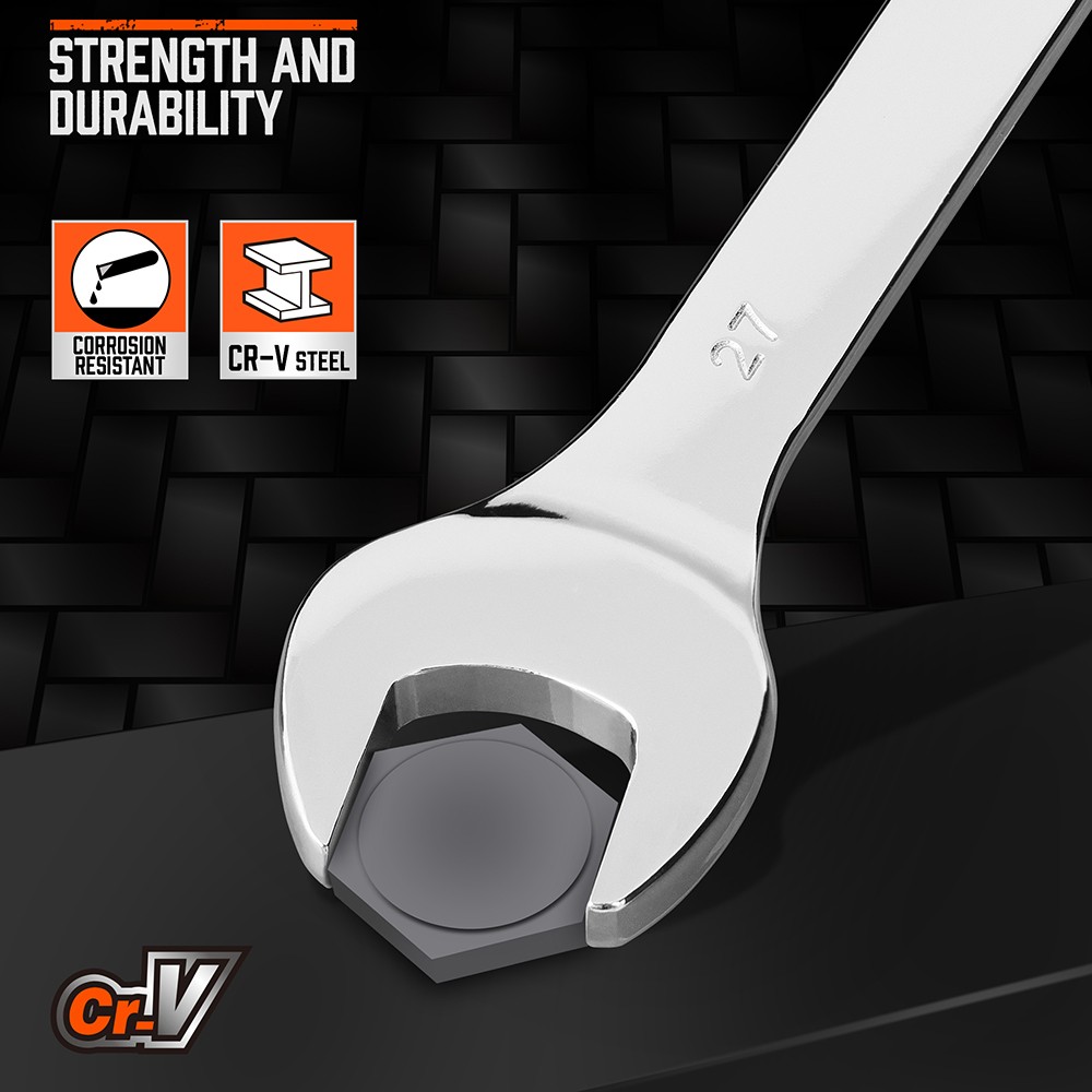 6PC Large Wrench Set with Rolling Pouch 23, 24, 26, 27, 30, 32mm 12 Point 15°