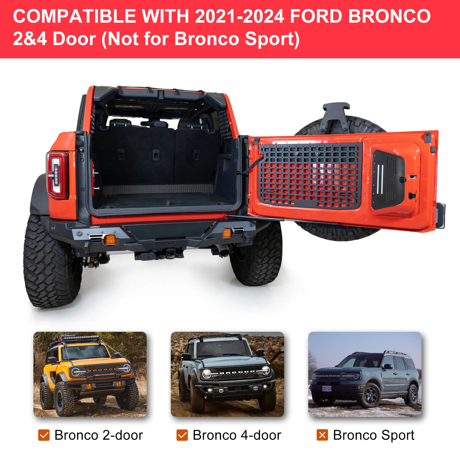 Side Tailgate Storage Box With Light & Password Lock For 2021+ Bronco 2/4 Door