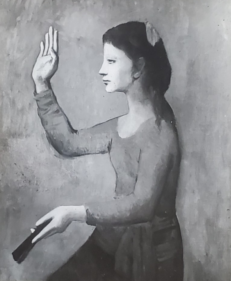 Woman With A Fan, Pablo Picasso, Magic Lantern Glass Slide