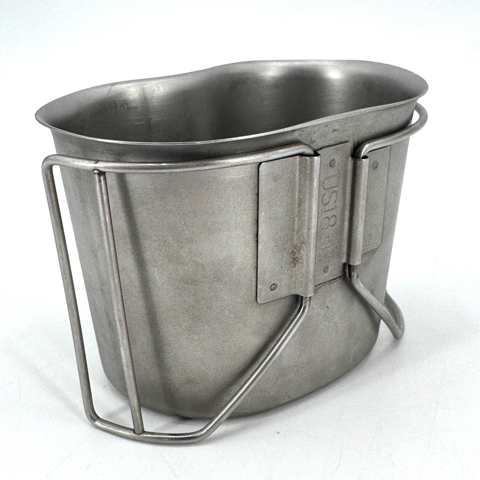 USGI US Military Issue 1 Quart Stainless Steel Metal Canteen Cup Folding Handle