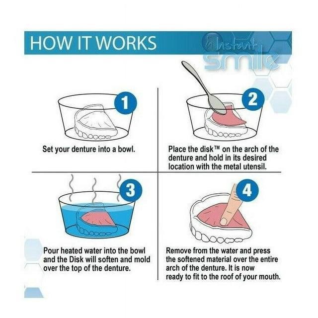 Instant Smile - The Disk Denture Reliner - Forms Using Hot Water - 2 Pack