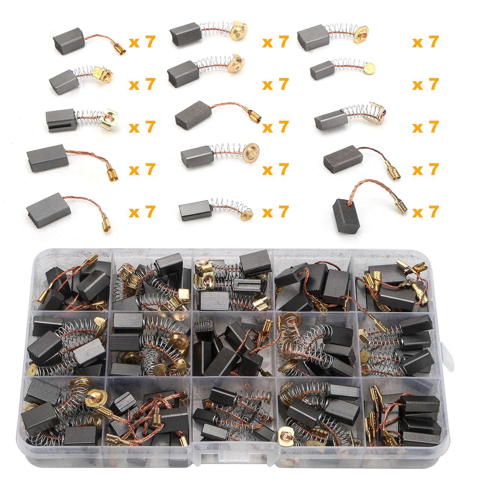 105pcs Electric Motor Carbon Brush Replacement for Drills Saws Grinders Vacuum