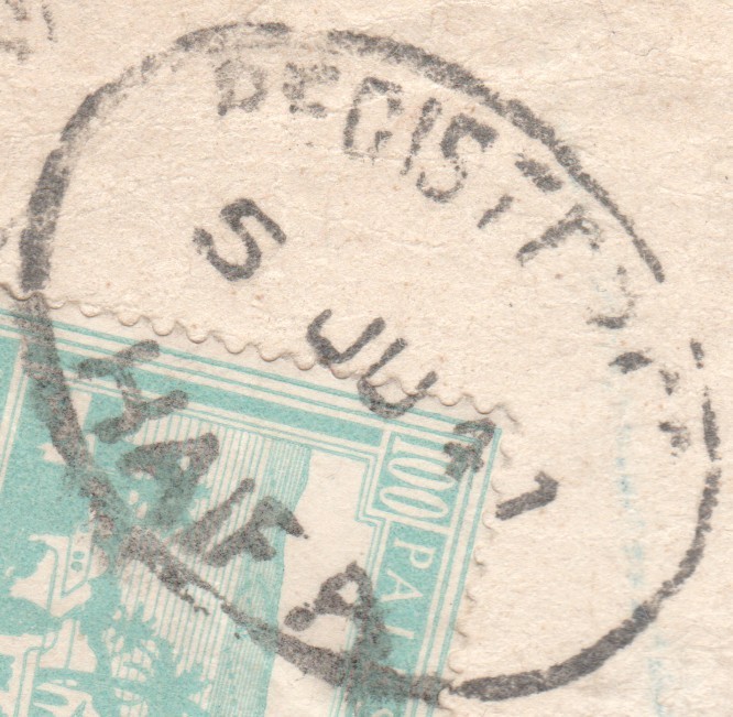 Palestine Air Mail 15m. Registered Letter O.A.S. Cover to UK - 1947 HAIFA CDS's