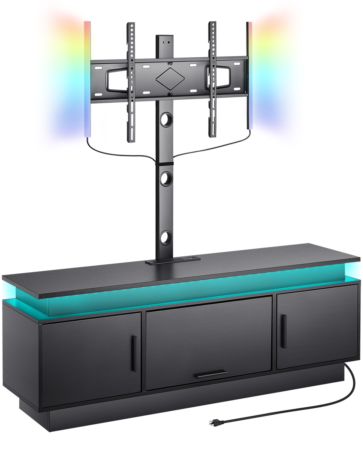 Uimoso 52" TV Stand with Mount for up to 75" TVs with Power Outlet & LED Lights