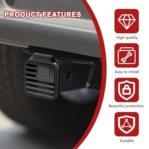 Hitch Covers 2 Inch, Rubber Trailer Hitch Cover, Square Mouth Tube BlackFlag