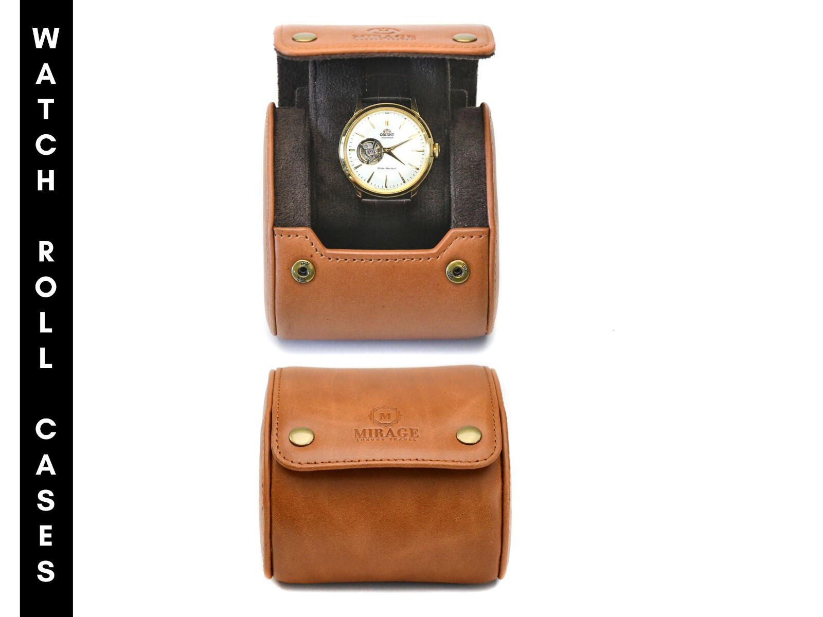 Leather Watch Travel Case for Men - Watch Rolls Full Grain Genuine Leather