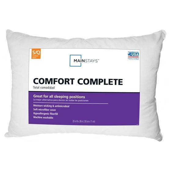 Mainstays Comfort Complete Bed Pillow, Standard/Queen (2 Pack)