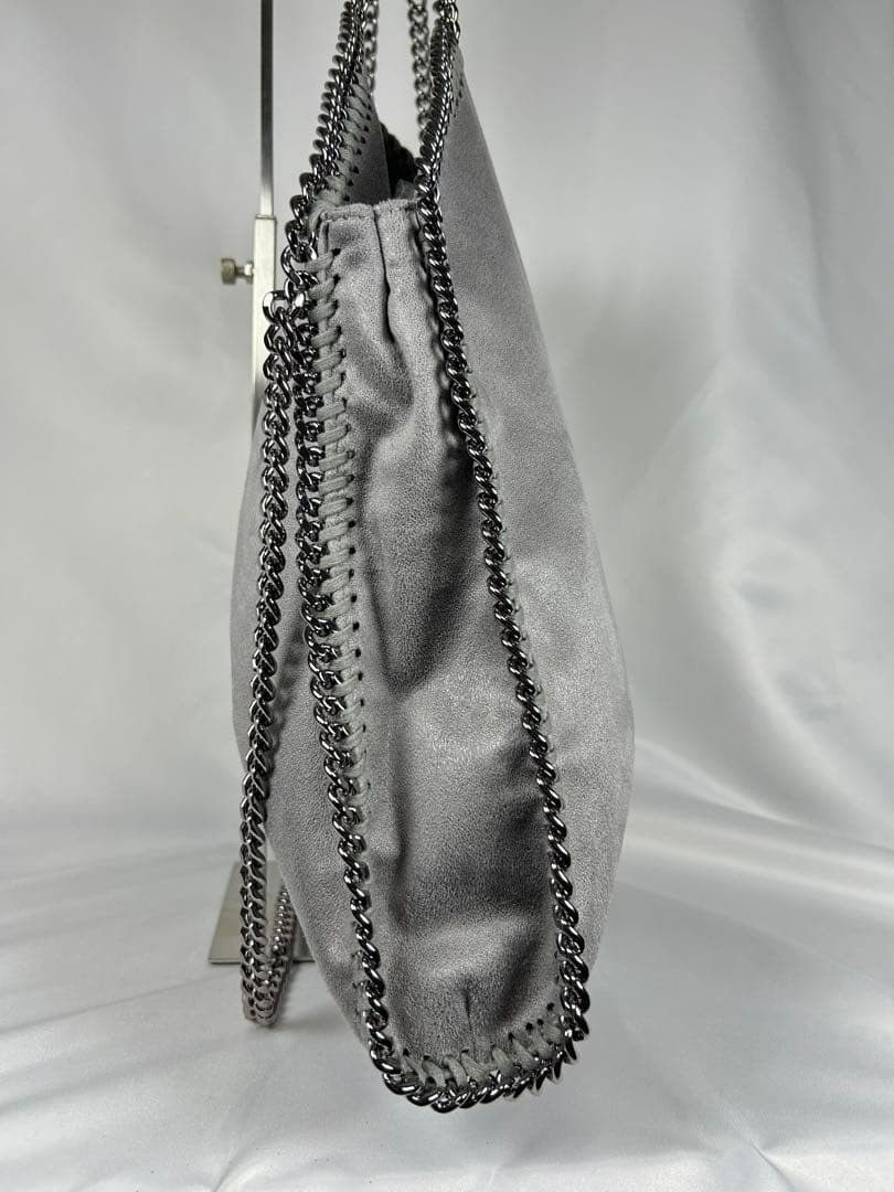 Stella Mccartney Falabella large Fold over Tote Gray Leather Shoulder bag 122611