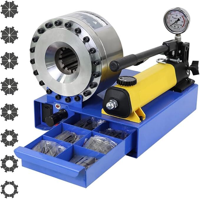 Pipe Crimper Machine Manual Hydraulic Hose Crimping with 8 Dies Sets Portable