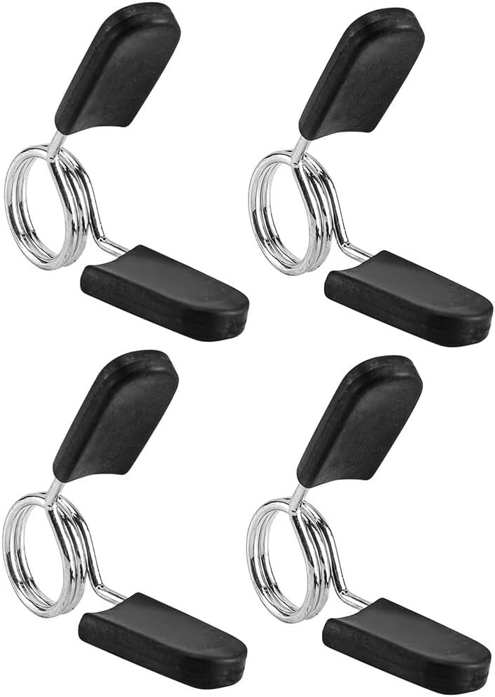 Barbell Clamps 1" Spring Clip Collars for Dumbbells & Weight Bars - 4 Pack