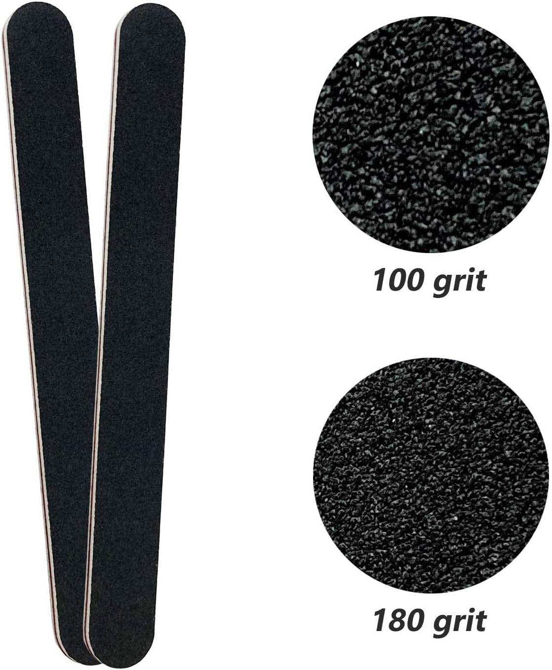 20 Pack 100/180 Grit Nail Files Black Professional Emery Boards Nail