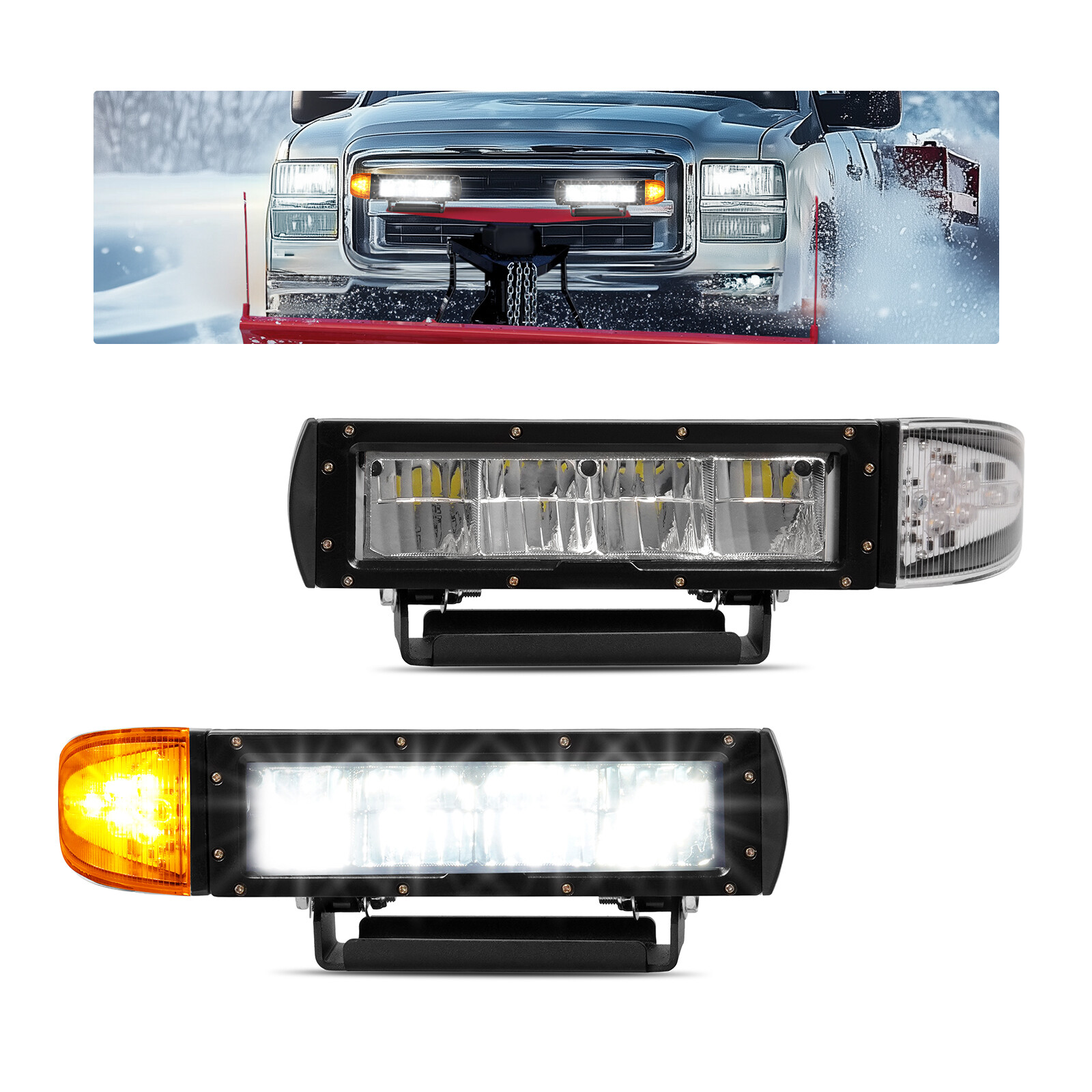 2PCS Universal Headlight Heated LED Plow Lights Replaces #1312100