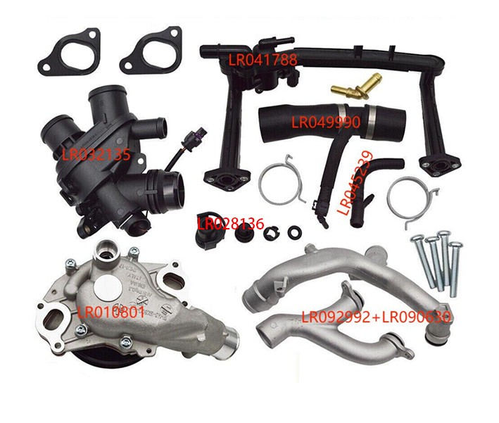 10X Engine Coolant Pipe Upgrade Thermostats Kit For Jaguar Land Rover 3.0L 5.0L