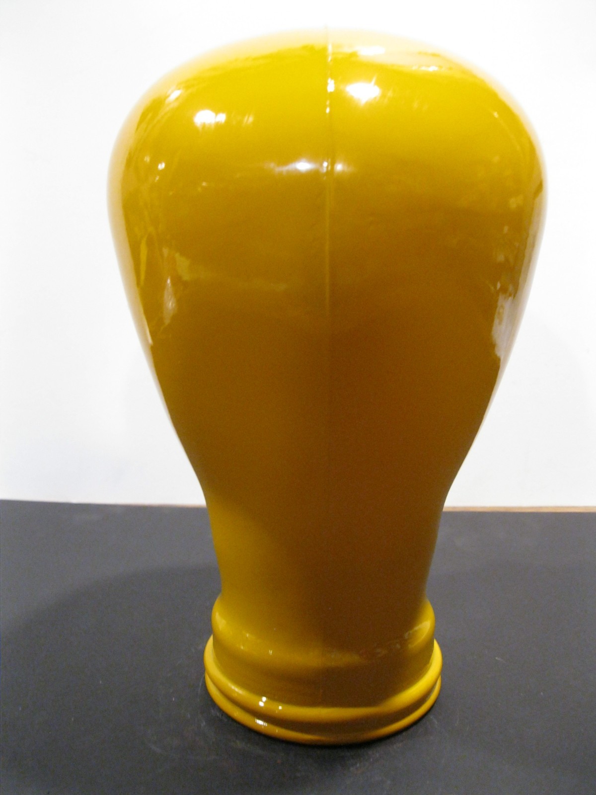 Glass Head, Opaque BOLD YELLOW , Life Size Mannequin Head. Great for Room Decor.