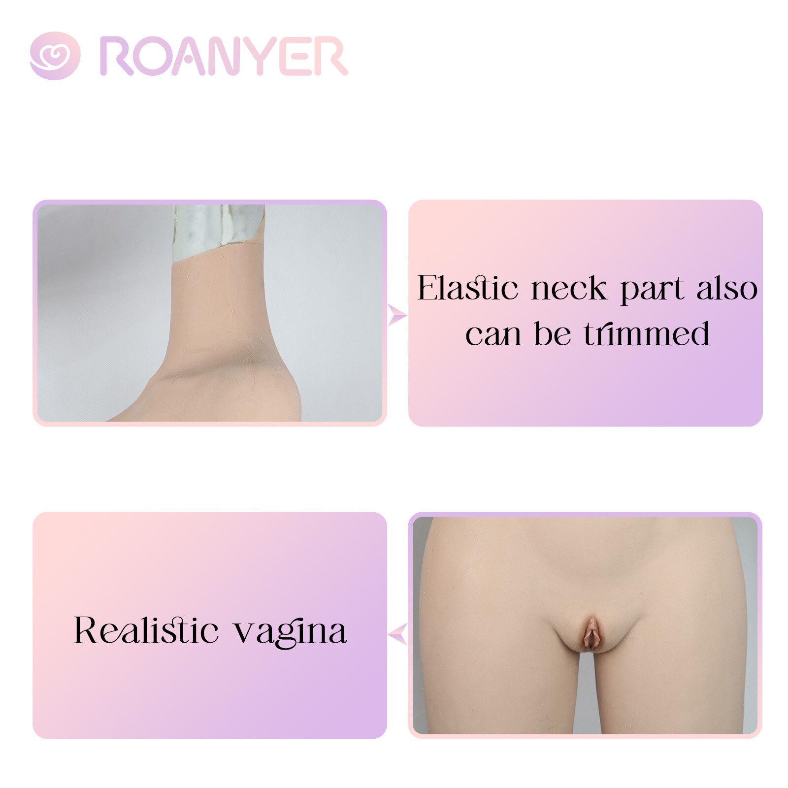Roanyer Transgender Silicone G Cup Body Suit With Breast Forms Fake Boobs Drag