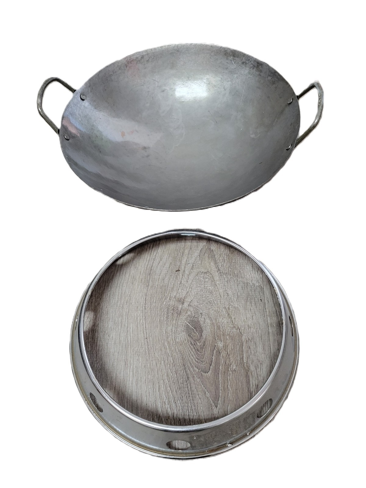 Carbon Steel Hand Hammered Round Bottom Wok with Wok Ring (12,14,16 in )