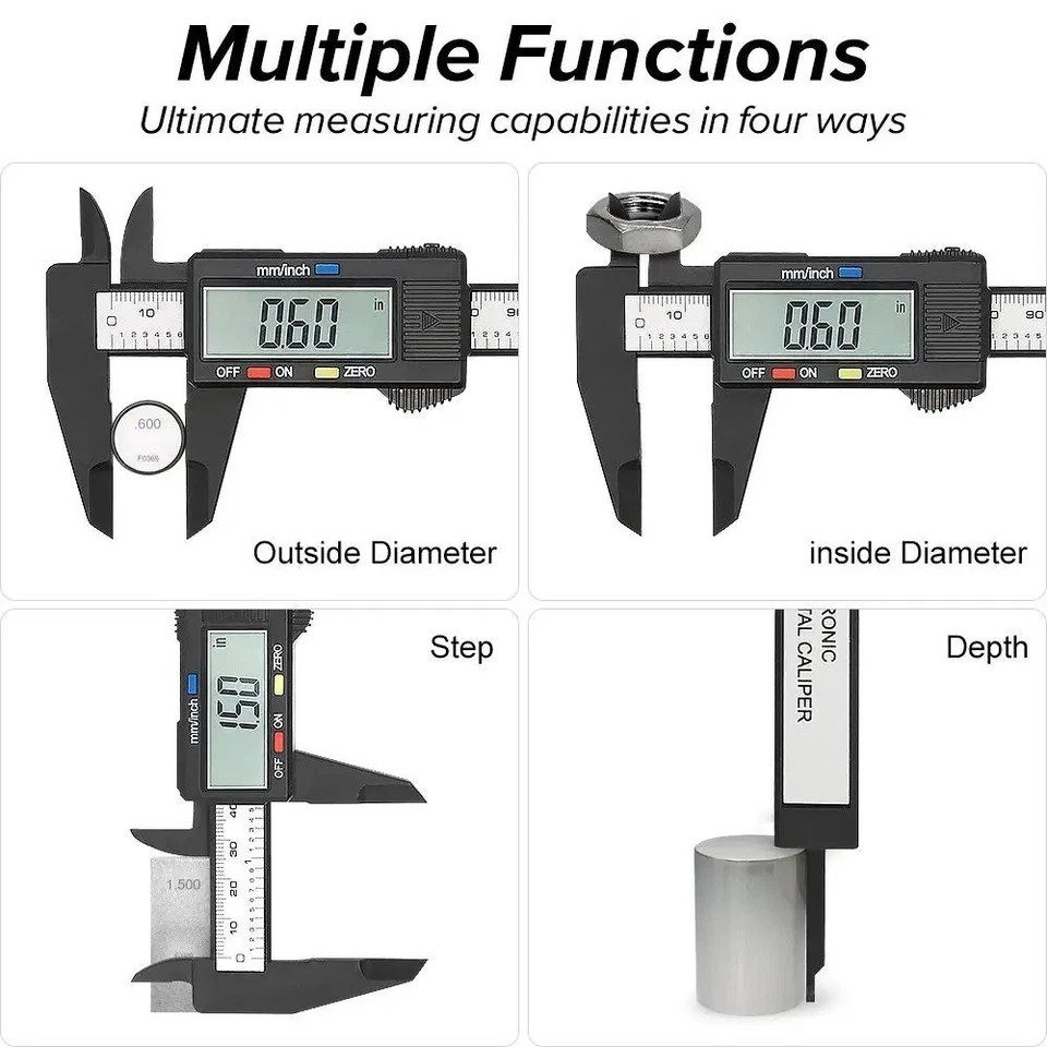 Digital Caliper 6 inch 150mm Carbon Fiber Vernier Micrometer Precision GaugeTool