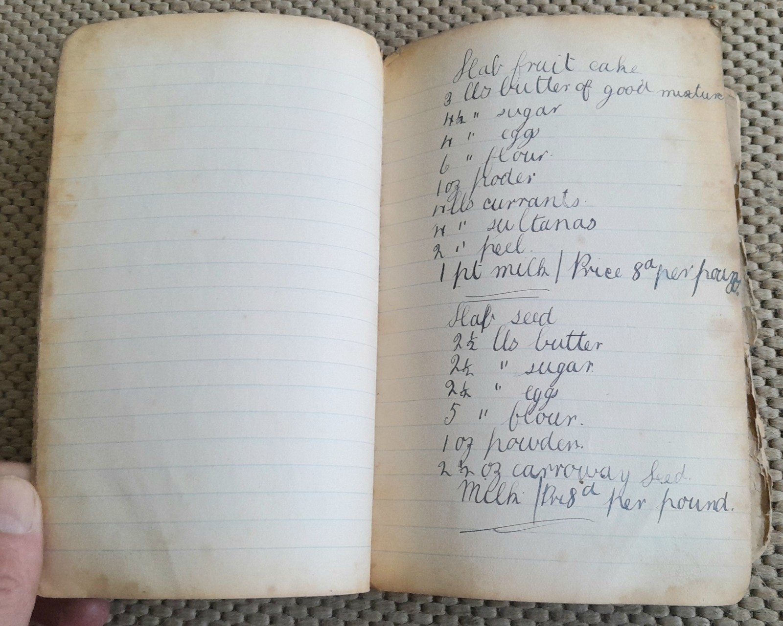 ANTIQUE HANDWRITTEN COOKERY RECIPE NOTEBOOK OF SWEET & SAVOURY DISHES, c1900