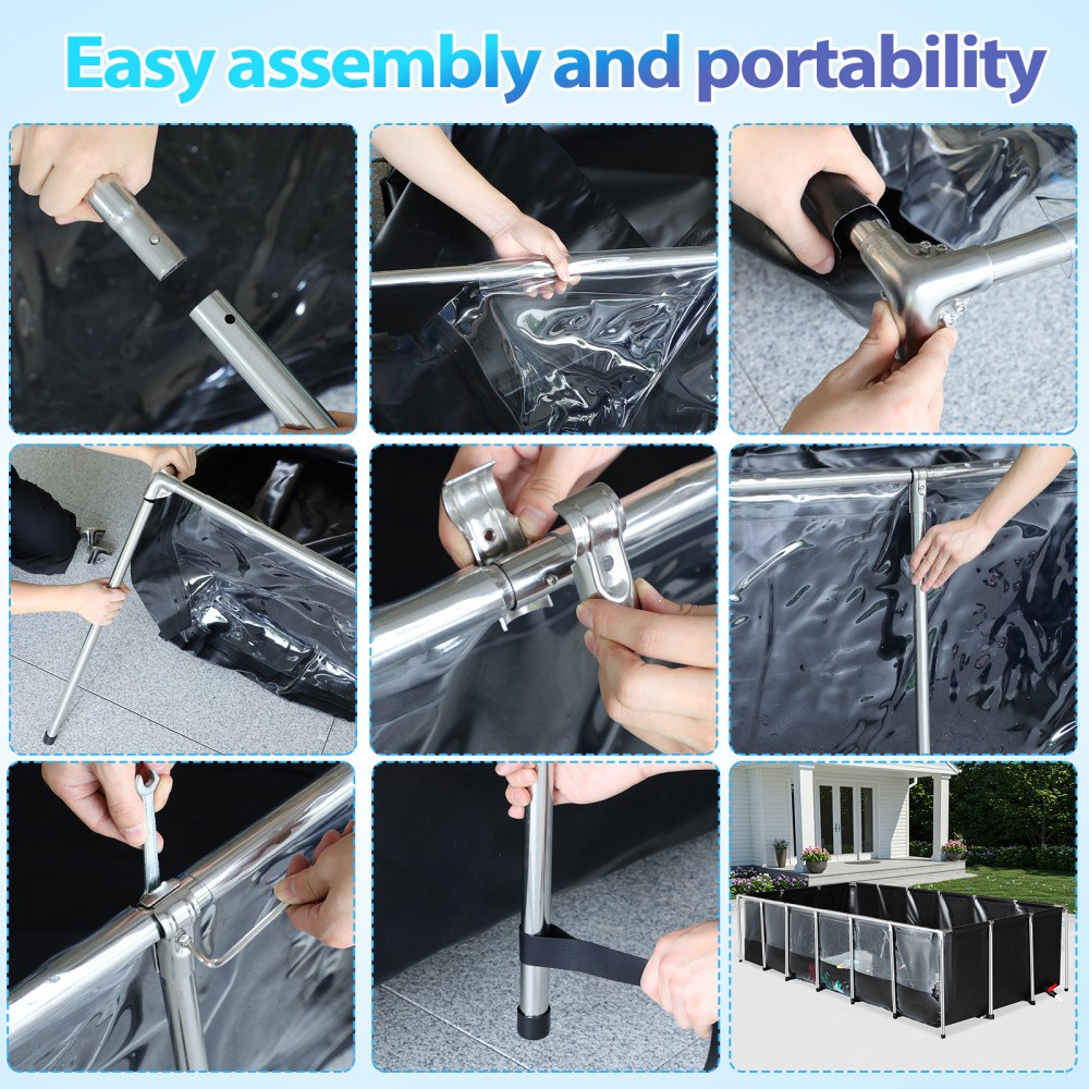 KOI Aquarium Tank Above Ground Fish Pond 750 Gal Foldable Canvas Fish Pool Pond