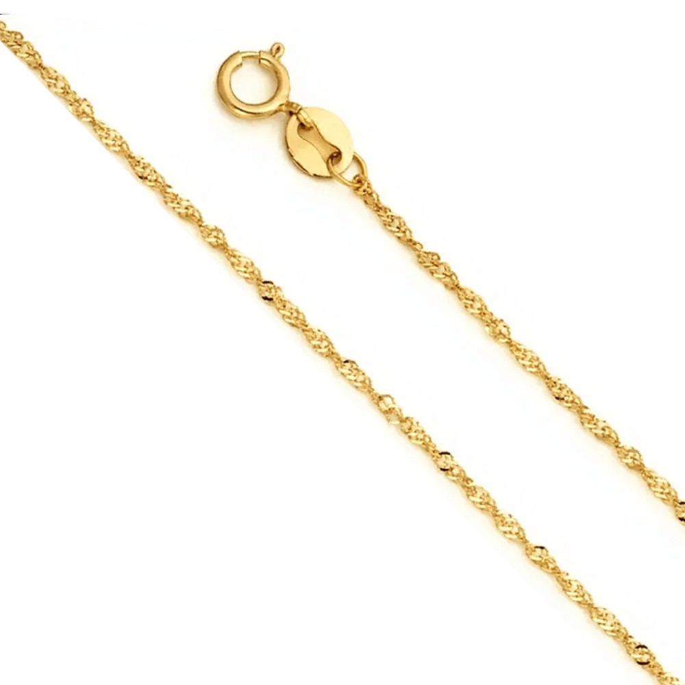 Solid 14k Gold Singapore rope chain Necklace Made in Italy All lengths