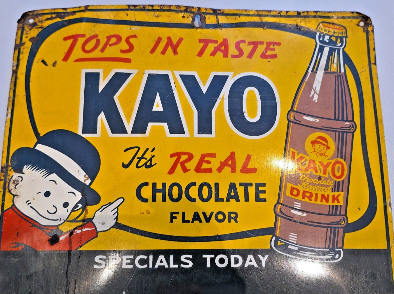 VTG Kayo Chocolate Drink Metal Sign Display Gas Station Soda Menu