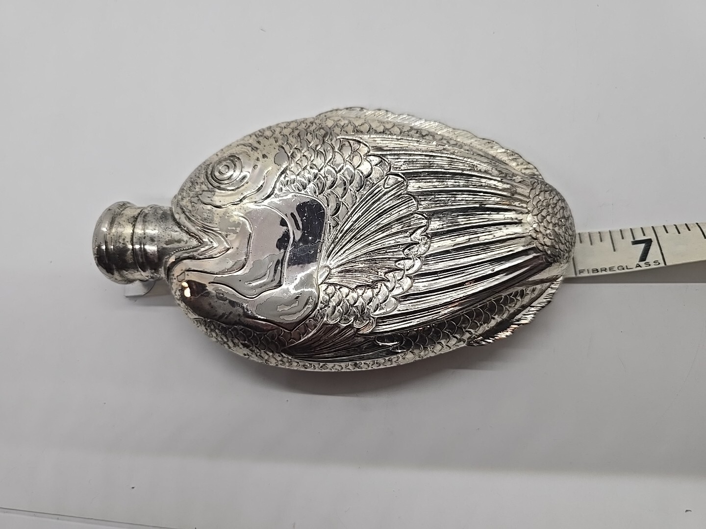 Vintage TOWLE Silverplate Fish Shaped Liquor Flask, 6"