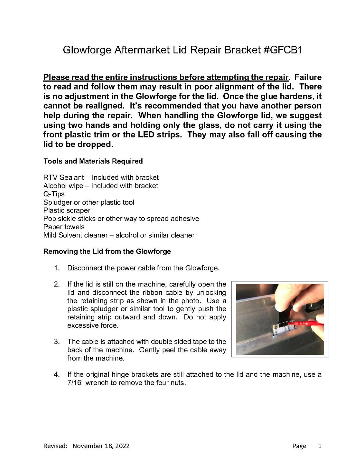 New GLOWFORGE Aftermarket LID Hinge Repair Bracket, All Metal Construction