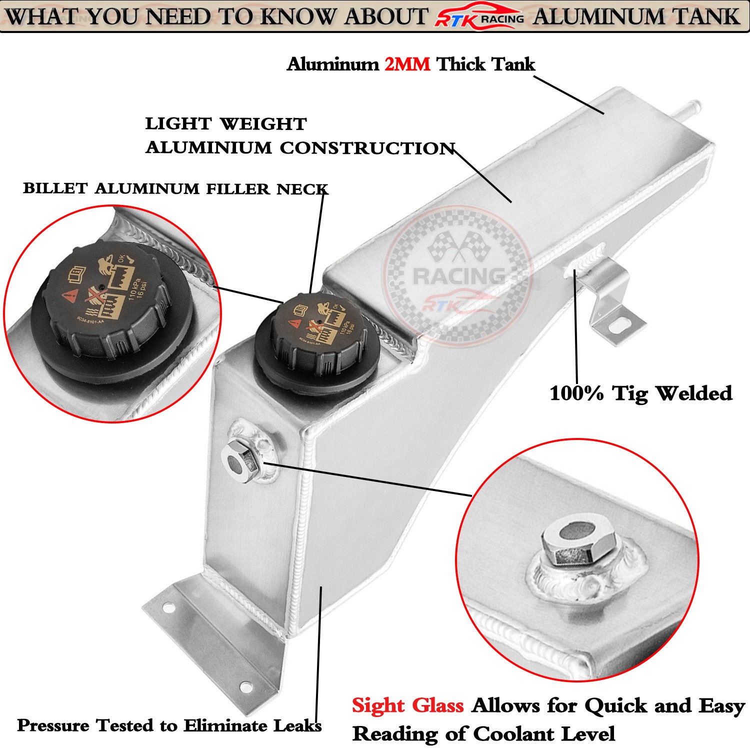 Aluminum Coolant Reservoir Tank For 1999-2005 Ford F250 F350 F450 7.3L 5.4L 6.8L