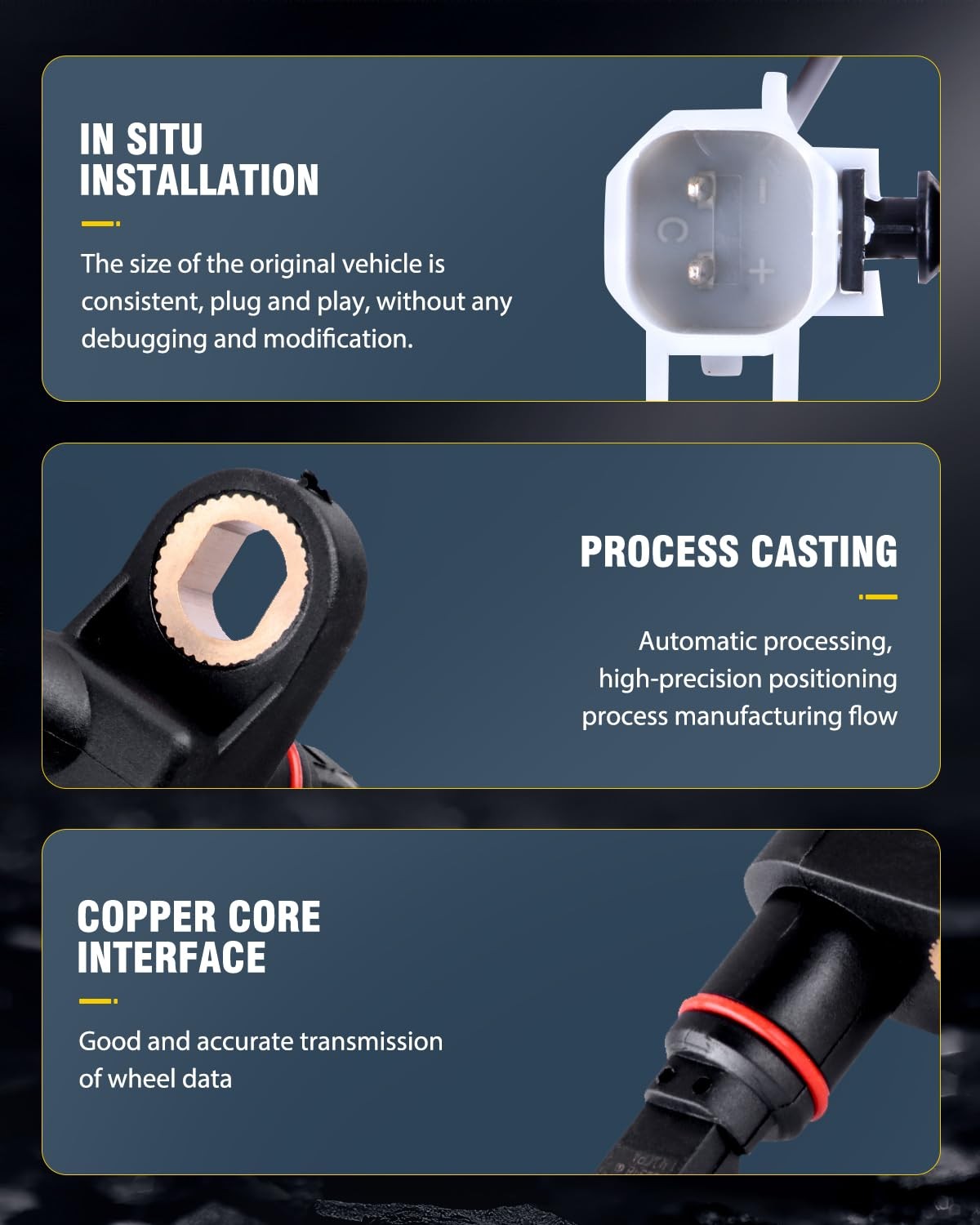 ABS Wheel Speed Sensor Front, Compatible for Jeep Grand Cherokee 2005-2010, C...