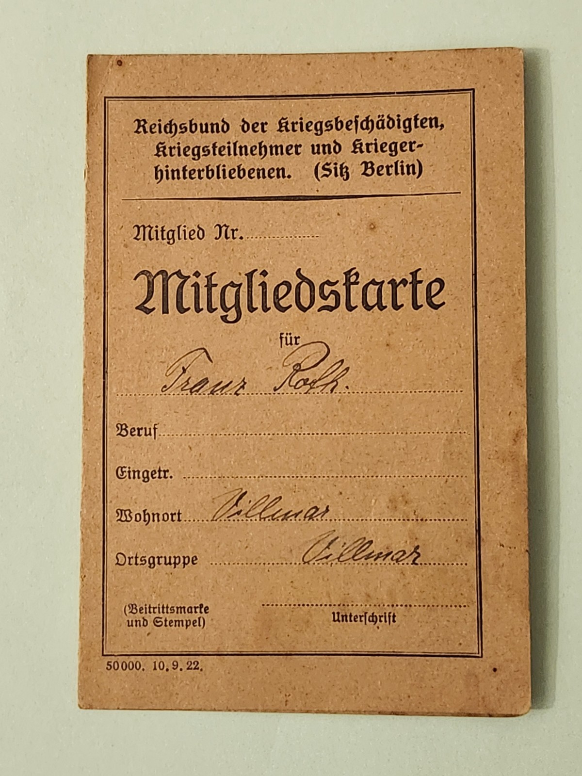 WW2 Germany. Reich Association of War Disabled.