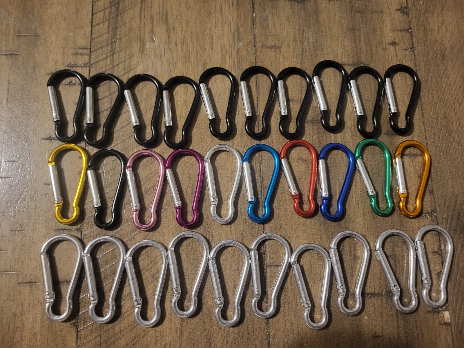 30 Pcs 2" Carabiner Bulk Spring Snap Hooks Bulk Aluminum Alloy Clip Multi Color.