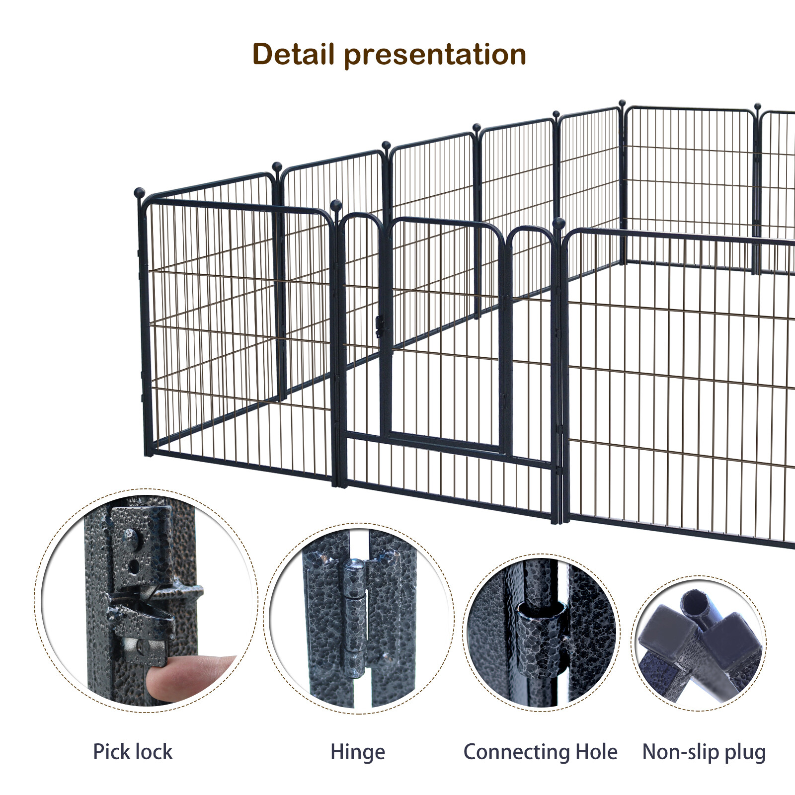 Dog Playpen ,32in Rust-Resistant Anti-Rust Exercise Dog Fence- Portable Playpen