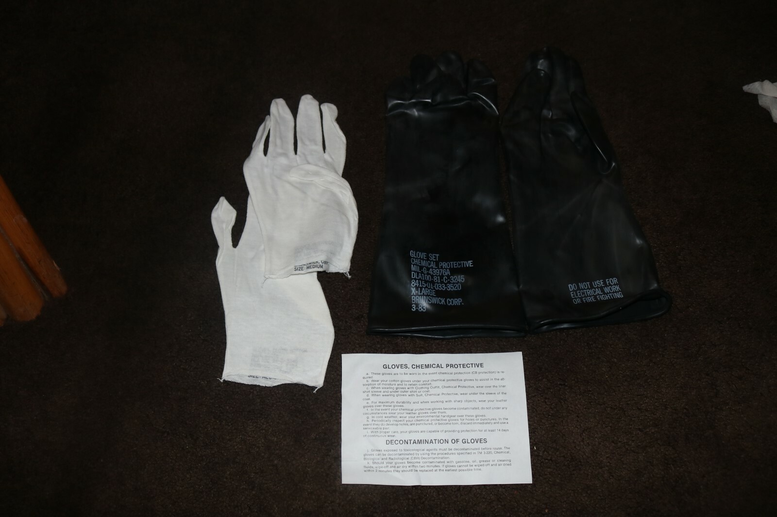 lot of 12 sealed unissued USGI military surplus black protective gloves NBC XL
