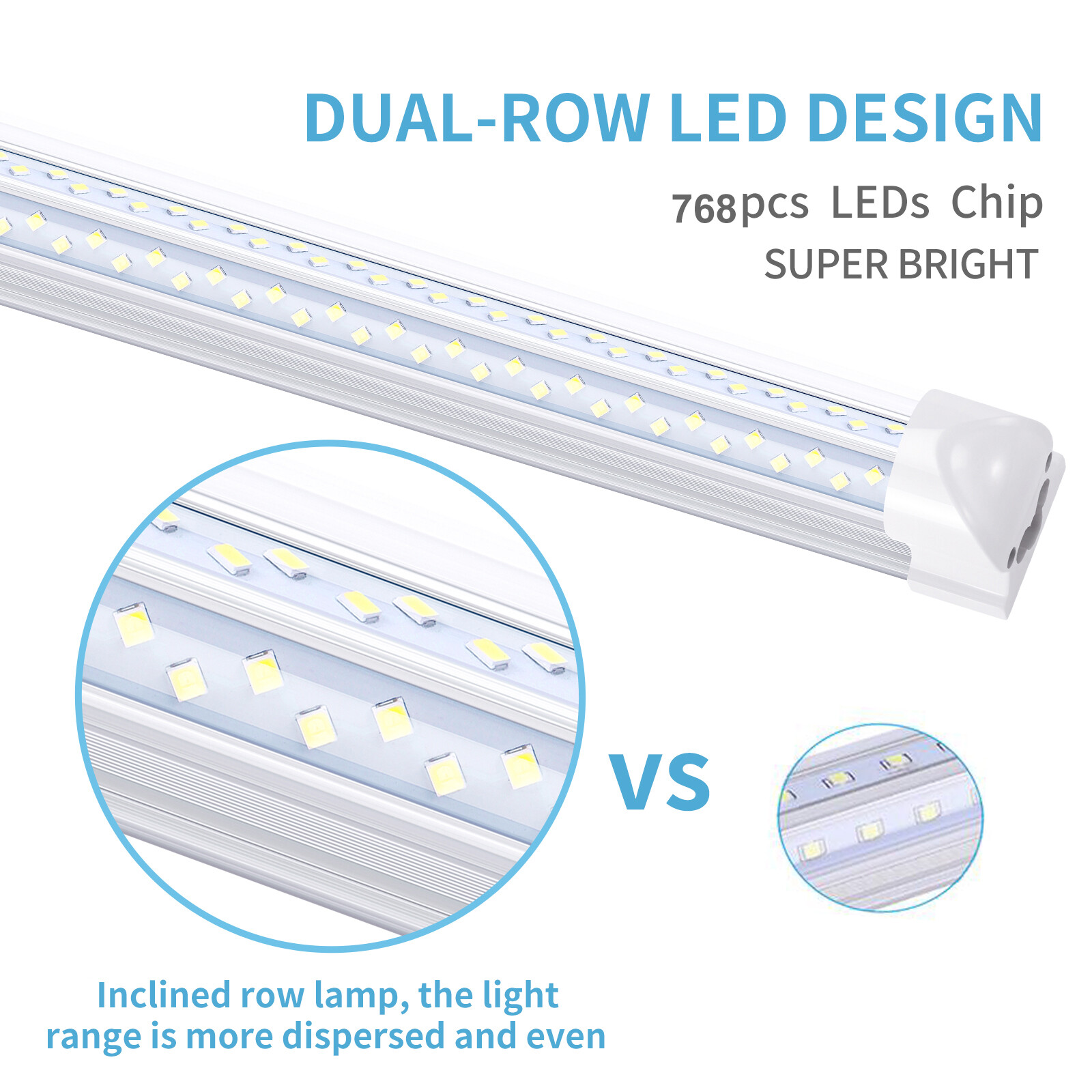 6PACK 8FT LED Shop Light 120W T8 Linkable LED Light Fixture For Garage Warehouse