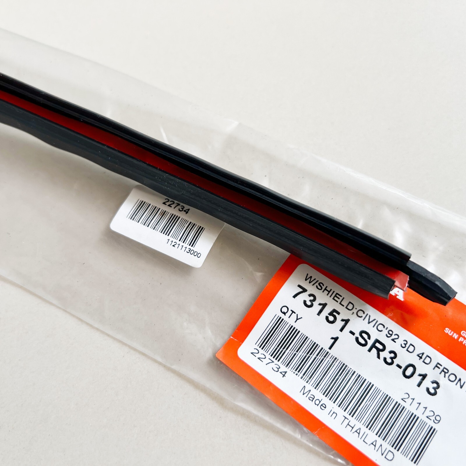 92-95 for Honda Civic EG upper front windshield molding weatherstrip rubber seal