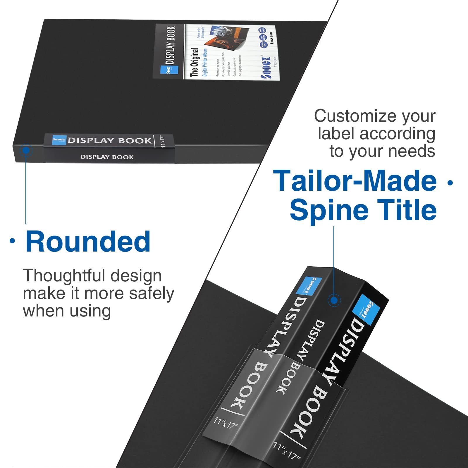 Sooez Art Portfolios 11"x17", Large Portfolio Folder with 30 Pockets & Black ...