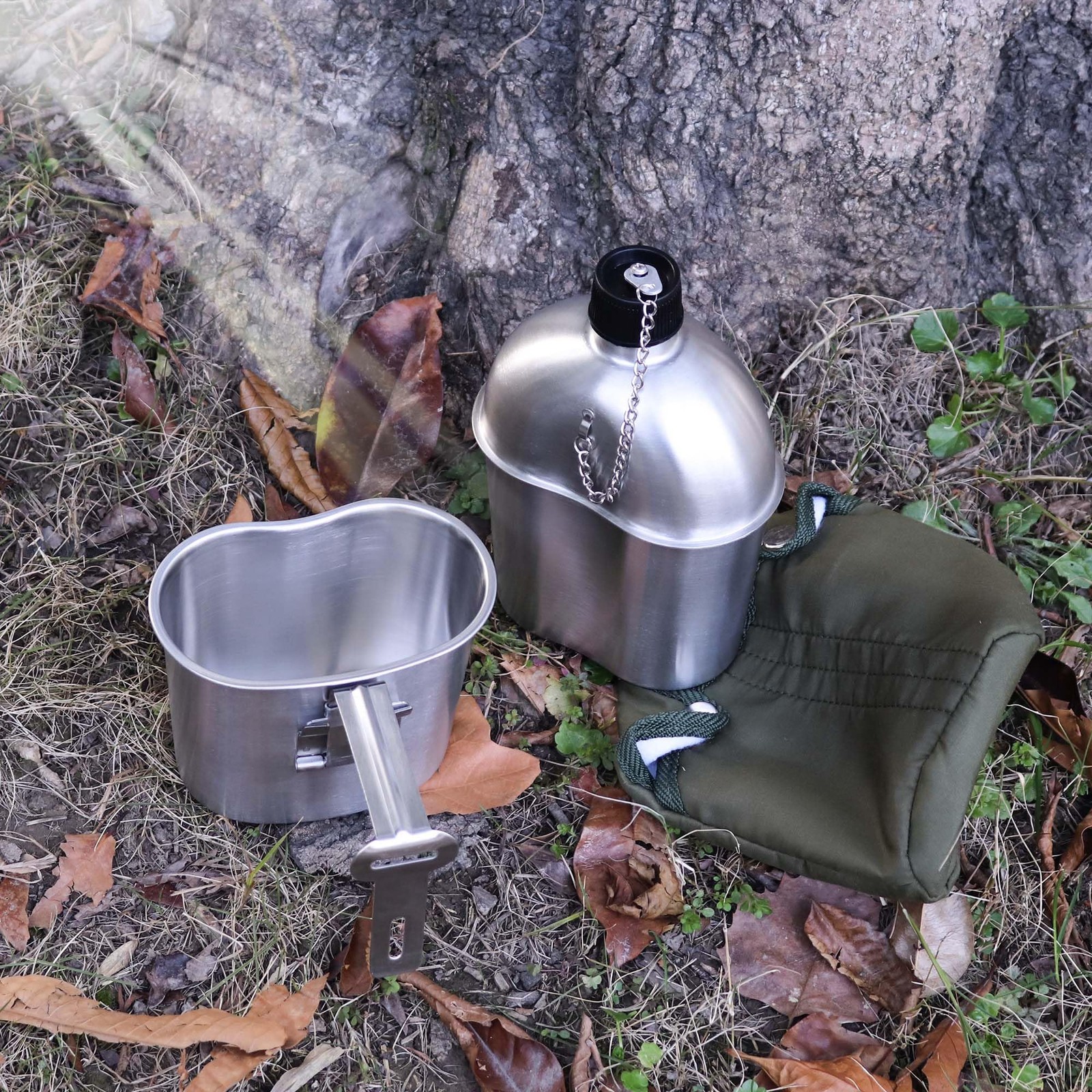 Goetland Stainless Steel WWII US Army Canteen Water Bottle Military Canteen K...