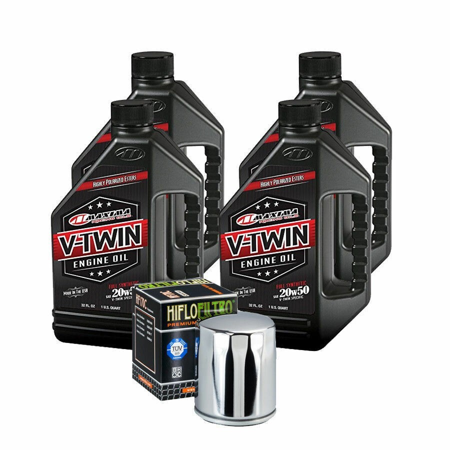Complete 3 Hole Oil Change Kit for V-Twin 20W50 Full Synthetic Harley Davidson