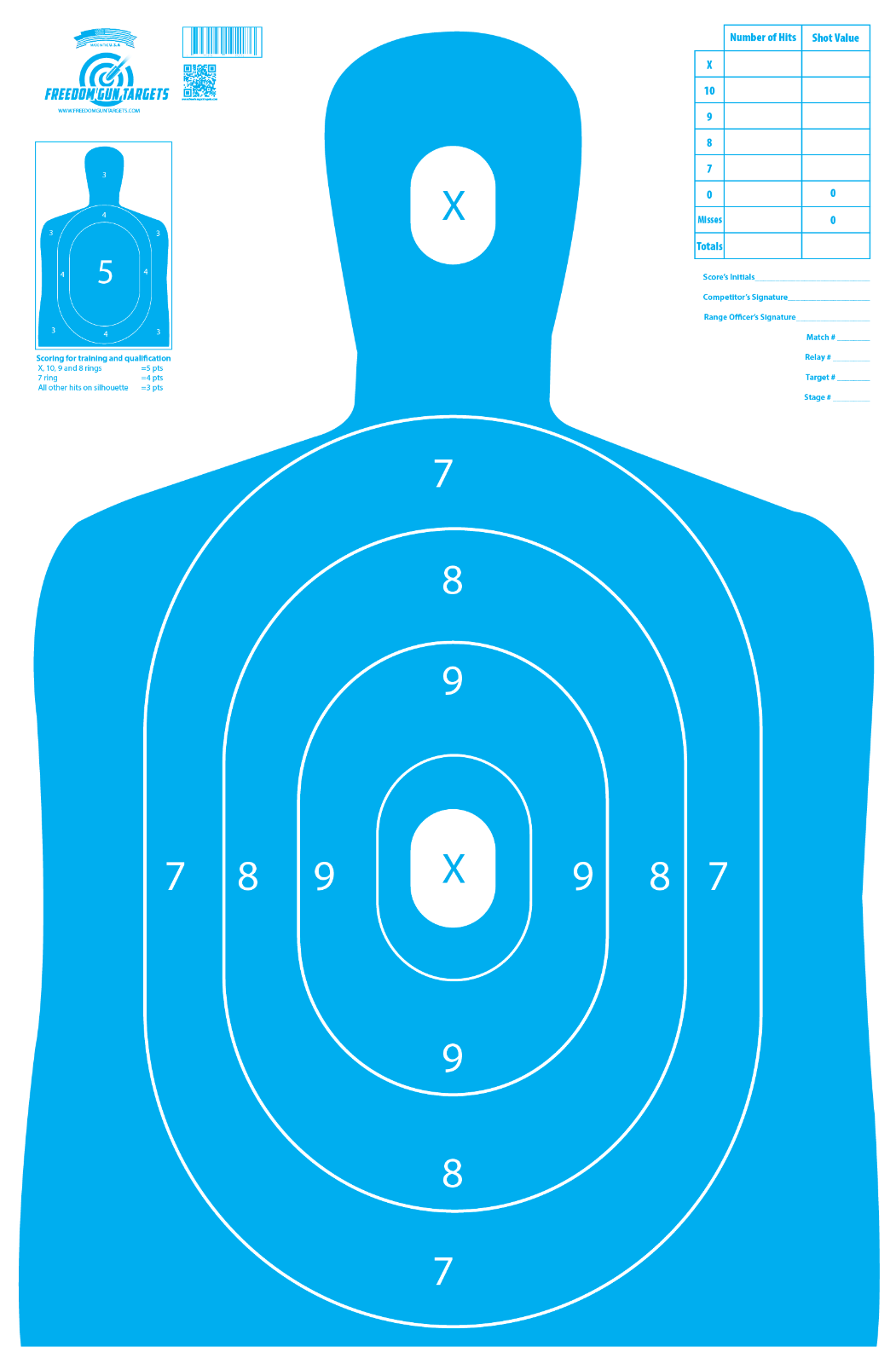 25x Paper Shooting Targets Gun Range Pistol Rifle Handgun Blue Silhouette 23x35