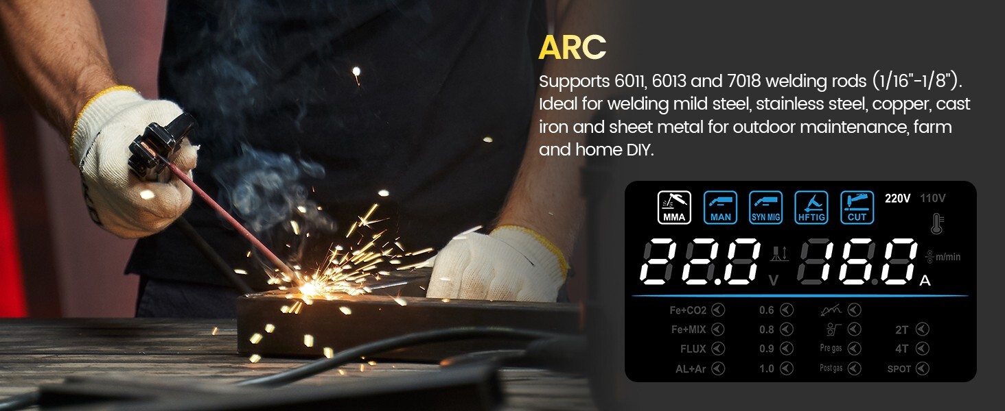 6in1 MIG/CUT/TIG/MMA Welder 220V 250A Gas/Gasless Welding Machine Plasma Cutter