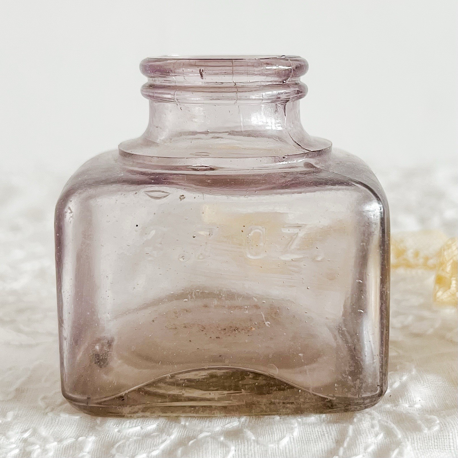 Antique Lavender Ink Bottle 1900s Glass Inkwell
