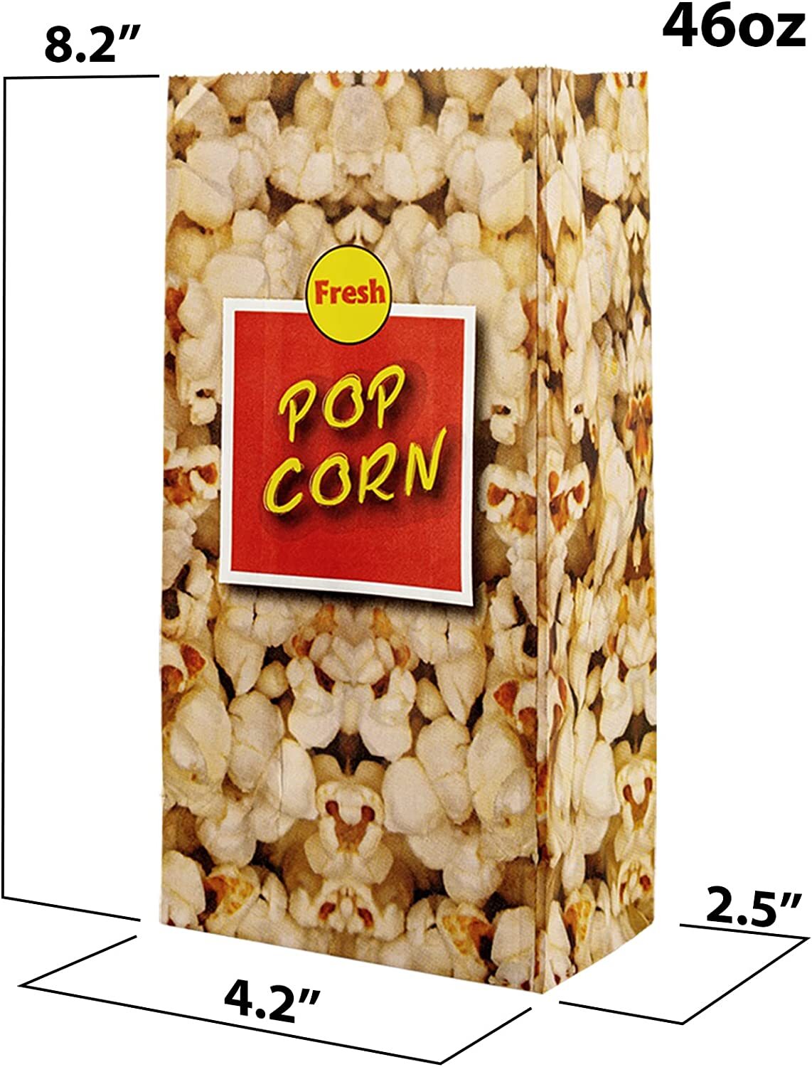 MT Products Popcorn Bags - 46 oz Popcorn Holders with Flat Bottom - Pack of 50
