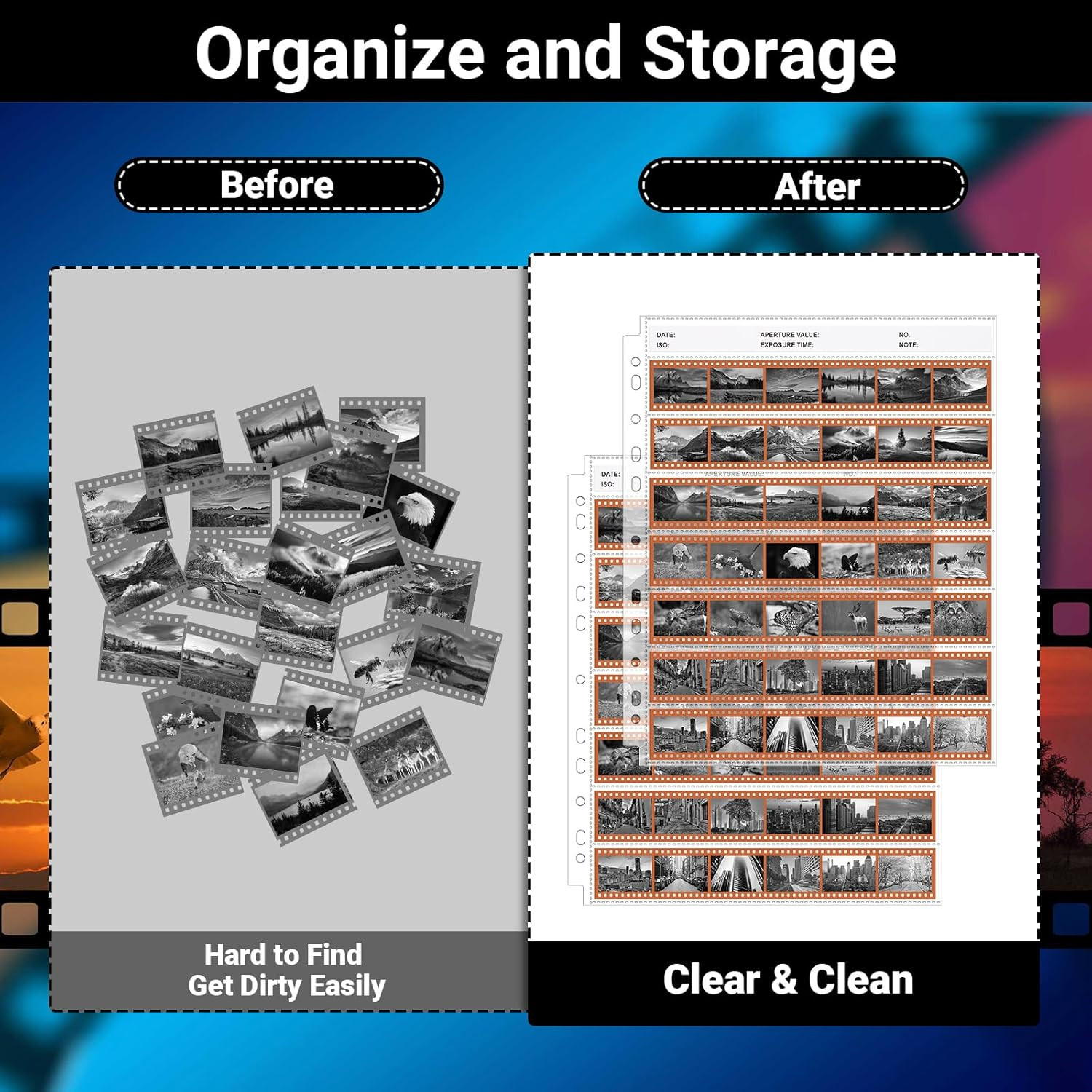 35mm Film Holder 135-7 Pack of 30 Acid Free Film Negative Sleeves 35mm Negativ