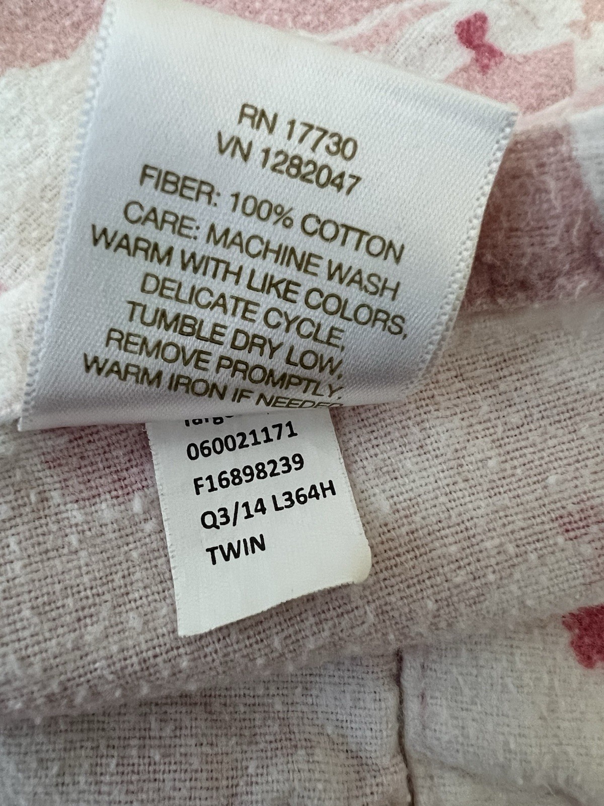 Circo Size TWIN Pink Flannel Bunny Rabbit Flat Sheet & Pillowcase