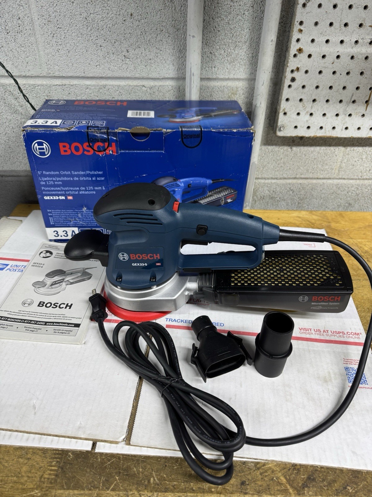 BOSCH GEX33-5n Corded Sander,5  Disc,Random Orbital 3.3amp HD