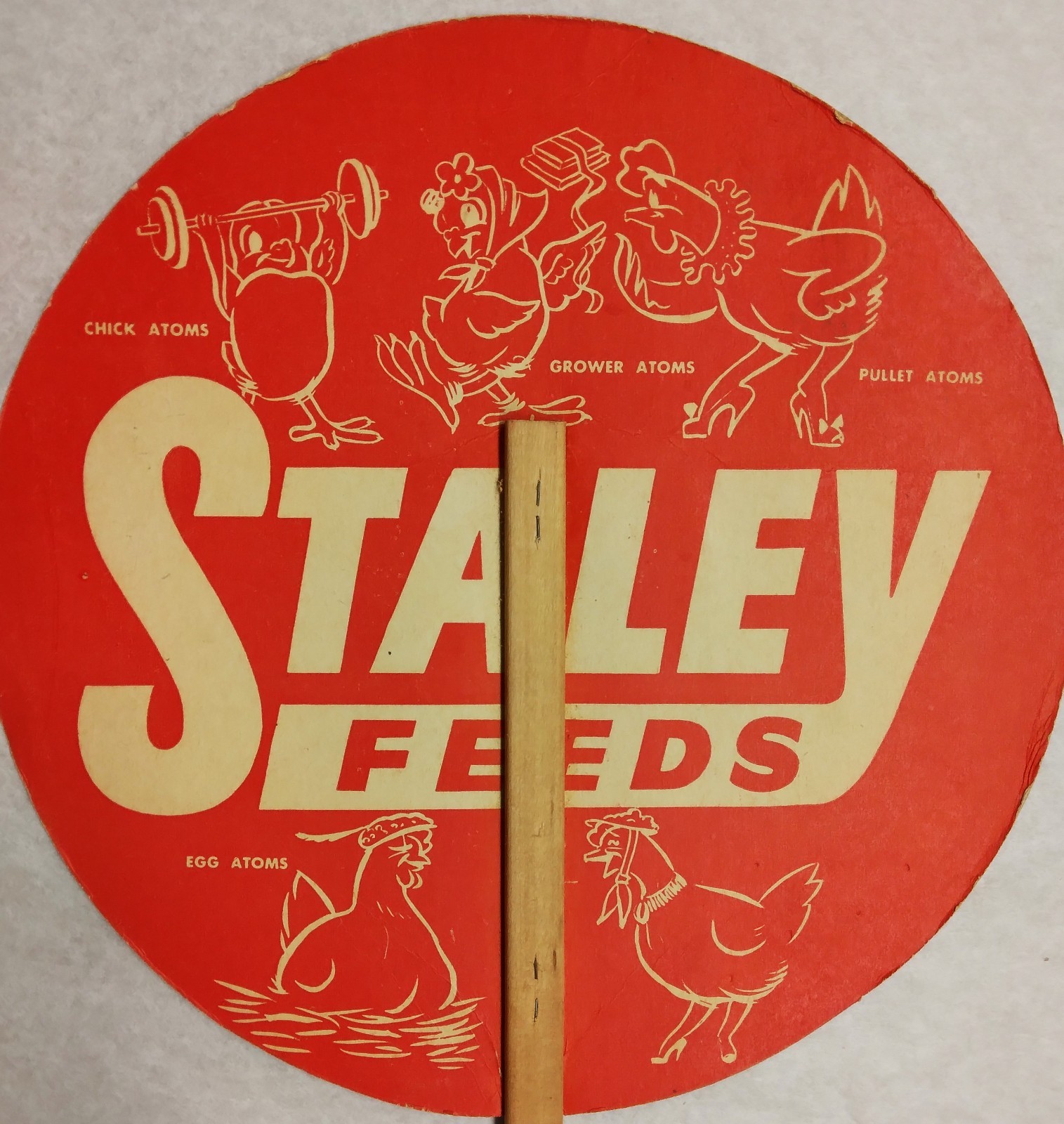 c1950 Staley Feeds Advertising Fan Used Vintage Ad Fan