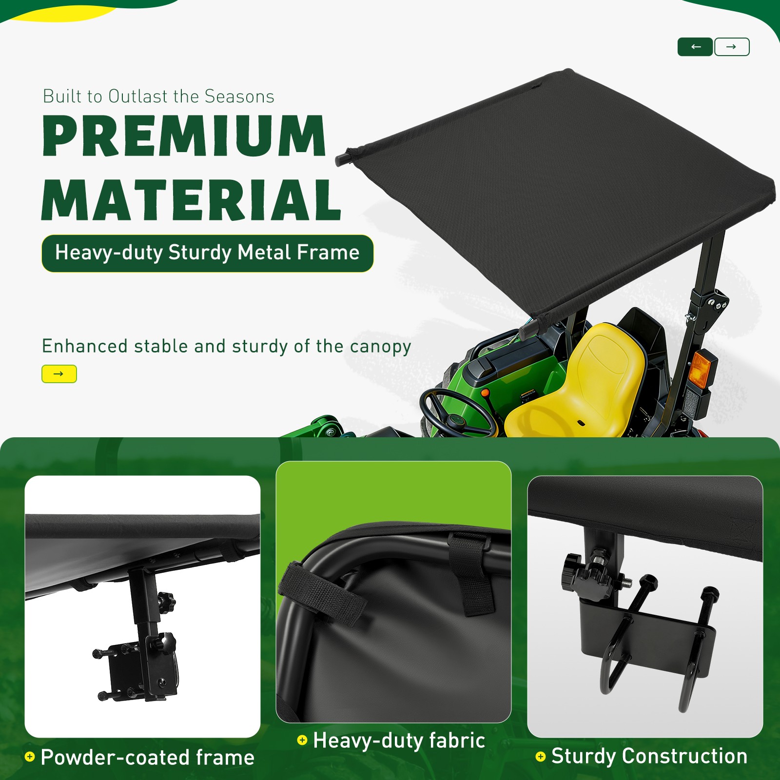 John Deere Kubota ROPS Tractor Canopy Top UV Cover, New